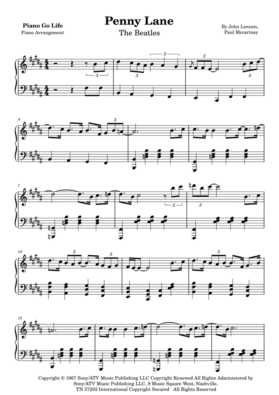 Penny Lane (arr. Piano Go Life)