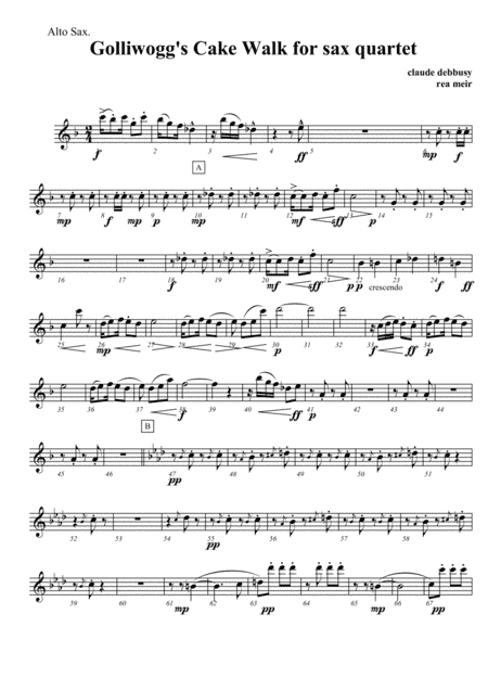 Golliwogg's Cakewalk - for Saxophone Quartet SATB (arr. Rea Meir)