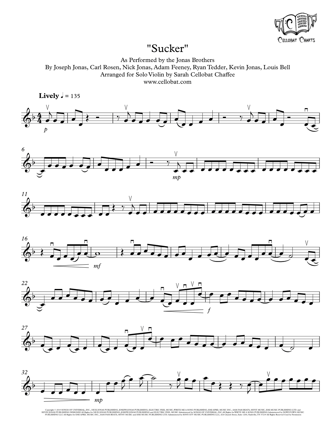 Sucker (arr. Sarah Cellobat Chaffee)