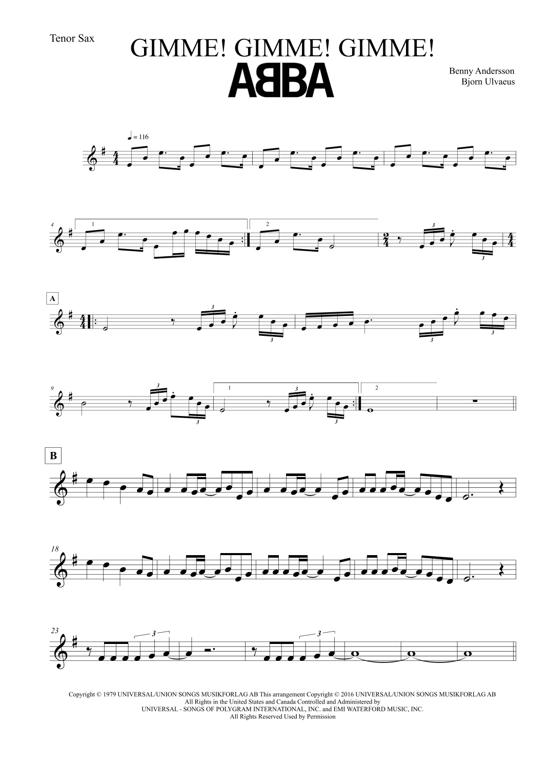 Gimme! Gimme! Gimme! (a Man After Midnight) (arr. Leo Silva)
