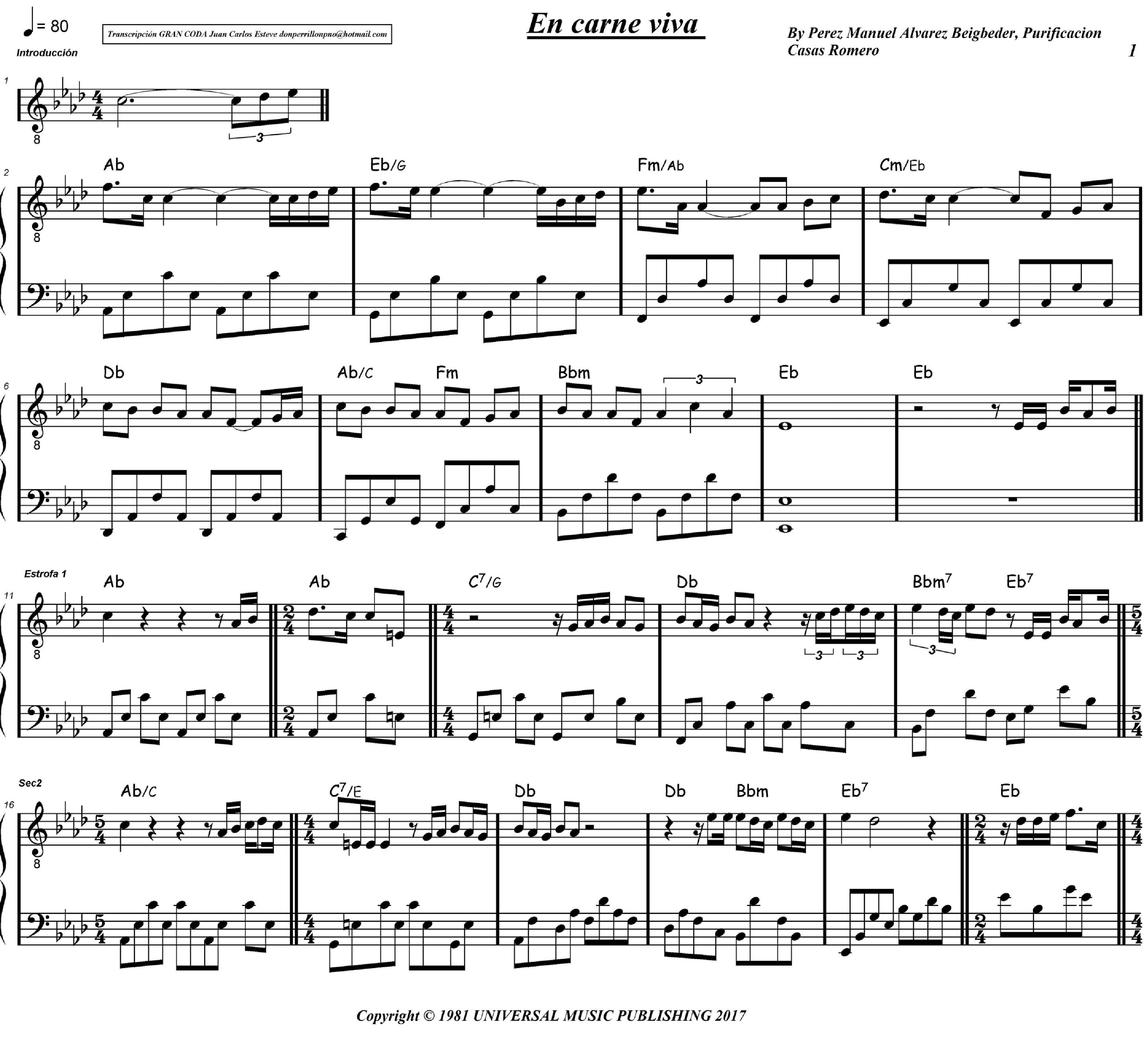 En Carne Viva (arr. juan carlos esteve / Gran Coda)