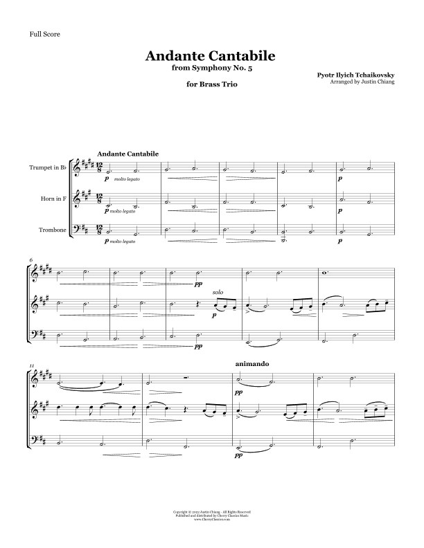 Andante Cantabile from Symphony No. 5 for Brass Trio (arr. Justin Chiang)