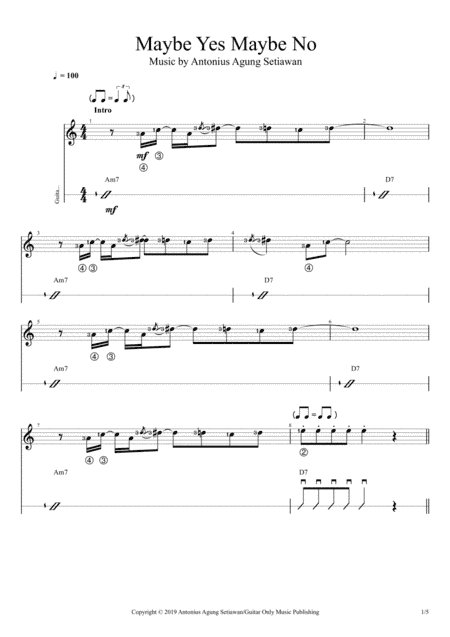 Maybe Yes Maybe No (Duet Guitar Score)