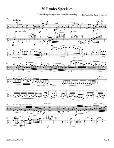 Mazas, Etudes for Viola Op 36, Book 1, No.27 (arr. String Masters)