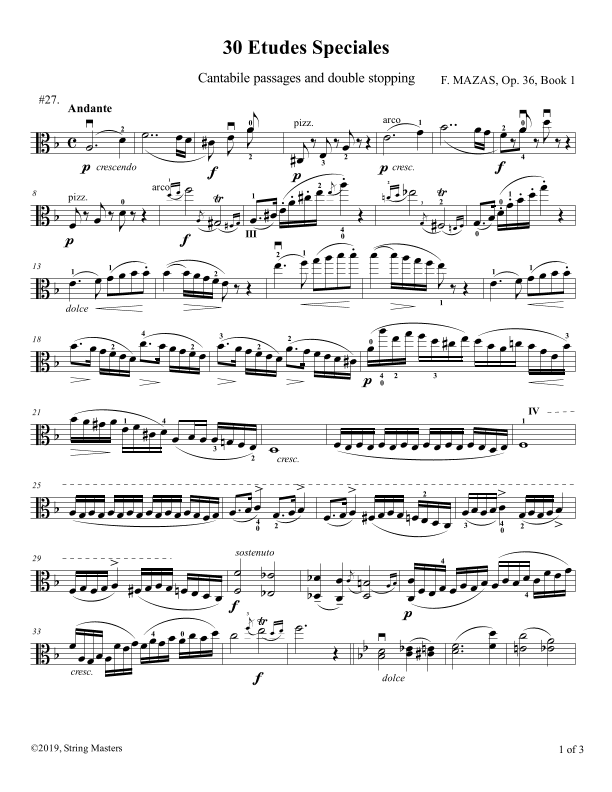 Mazas, Etudes for Viola Op 36, Book 1, No.27 (arr. String Masters)