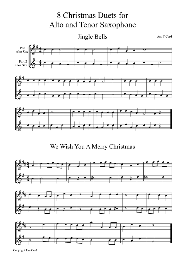 8 Christmas Duets For Alto and Tenor Saxophone (arr. Tim Curd)