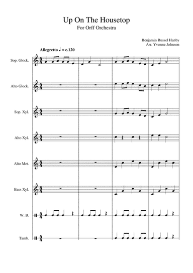 Up On The Housetop - For Orff Ensemble (arr. Yvonne Johnson)
