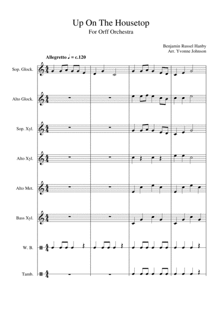 Up On The Housetop - For Orff Ensemble (arr. Yvonne Johnson)