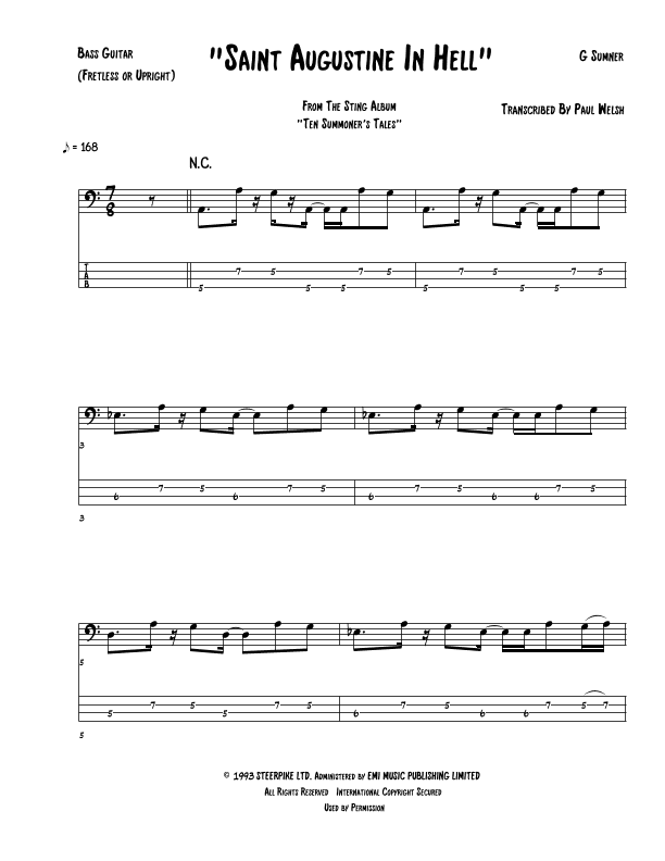 Saint Augustine In Hell (arr. Accubass)
