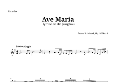 Ave Maria by Schubert for Recorder (arr. Langanho)