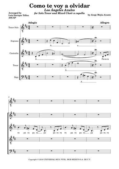 Como Te Voy A Olvidar (arr. Luis Enrique Téllez)