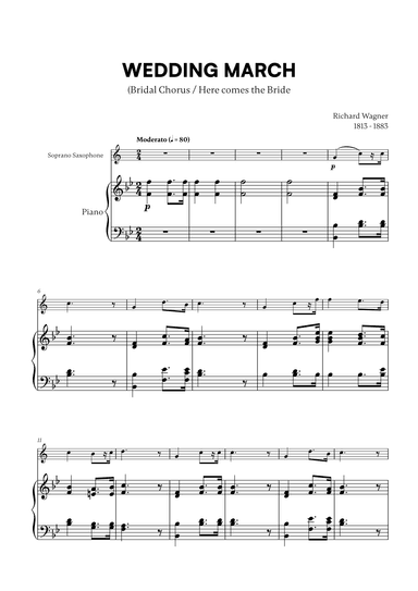 Richard Wagner - Wedding March (Here comes the Bride) (for Soprano Saxophone and Piano) (arr. Cadenza Editions)