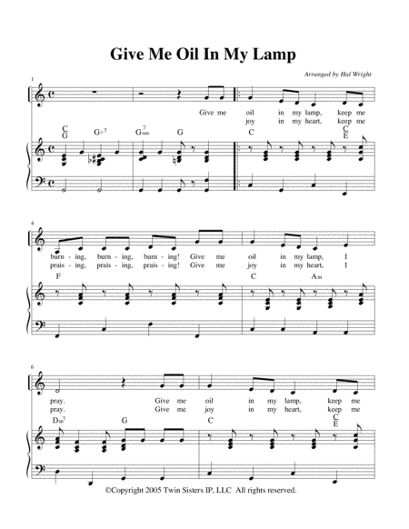 Give Me Oil In My Lamp (arr. Hal Wright)