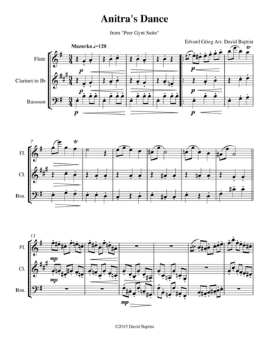 Anitra's Dance for Woodwind Trio (arr. David Baptist)