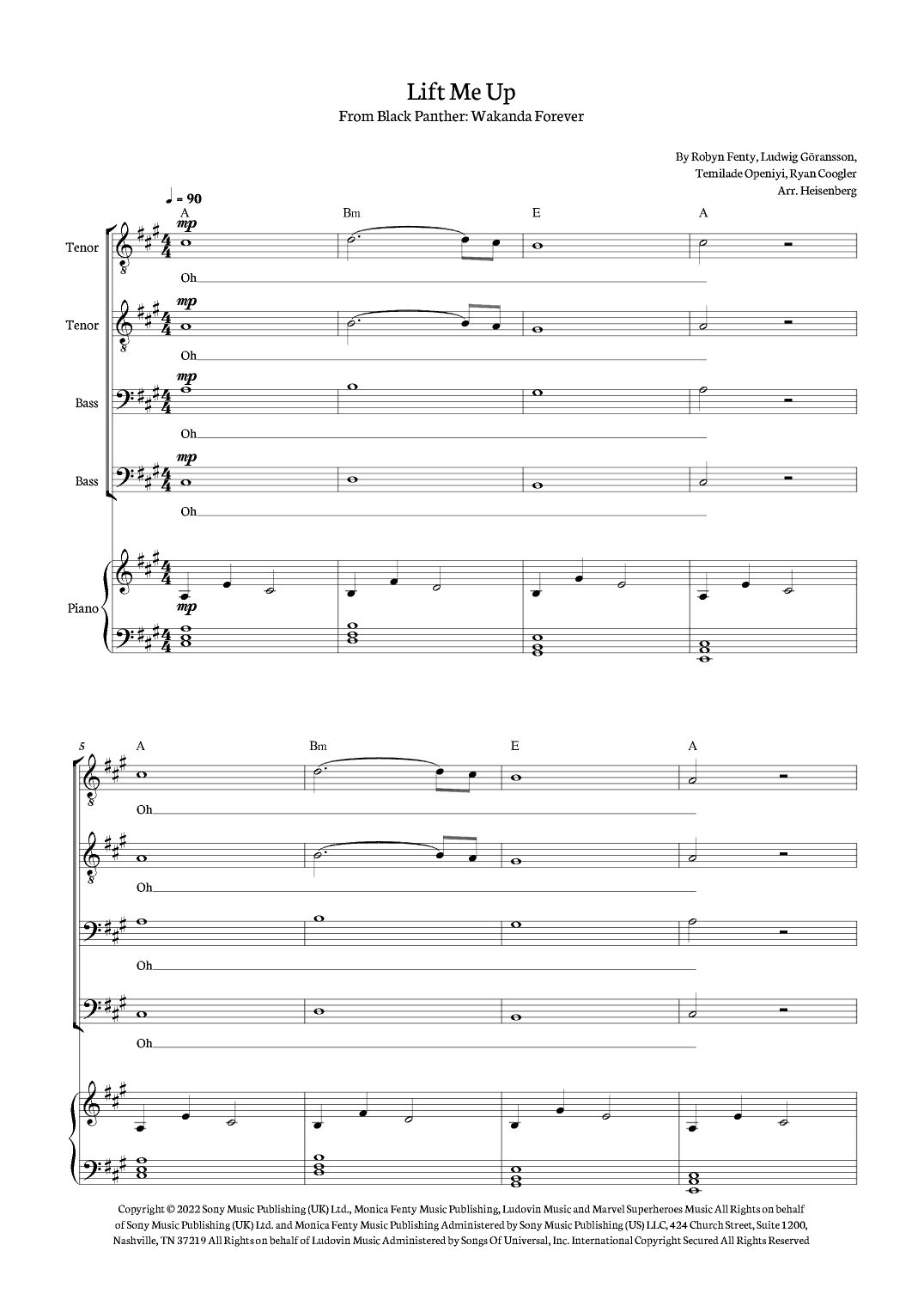 Lift Me Up (arr. Heisenberg)