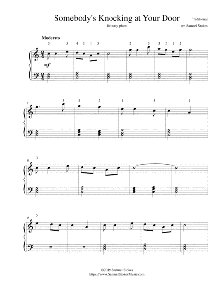 Somebody's Knocking at Your Door - for easy piano (arr. Samuel Stokes)