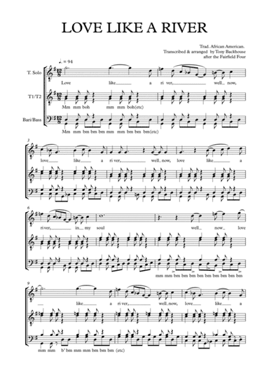 LOVE LIKE A RIVER (arr. Tony Backhouse)
