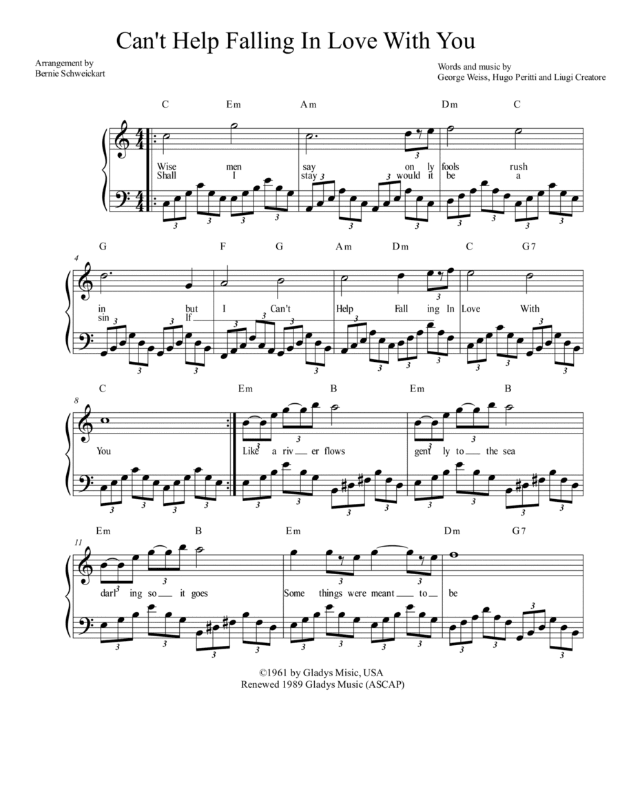 Can't Help Falling In Love (arr. Bernie Schweickart)