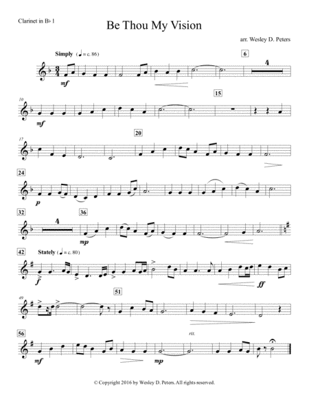 Be Thou My Vision (Clarinet Sextet) (arr. Wesley D. Peters)