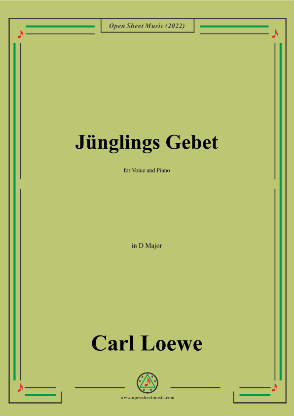 Loewe-Junglings Gebet,in D Major,for Voice and Piano (arr. OSM Press)