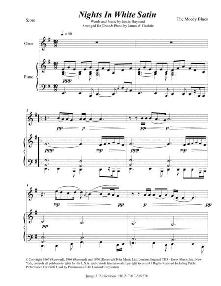 Nights In White Satin (arr. James M. Guthrie, ASCAP)