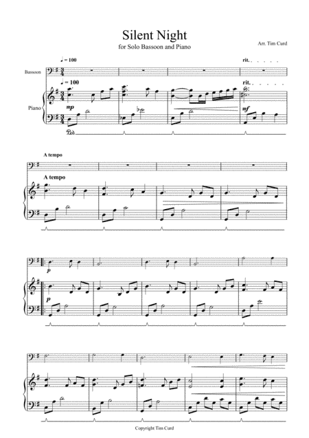 Silent Night for Solo Bassoon and Piano (arr. Tim Curd)