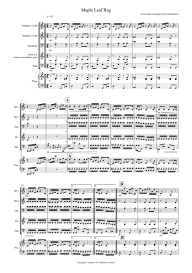 Maple Leaf Rag for Brass Quartet (arr. David Burndrett)