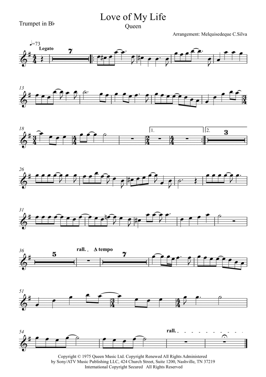 Love Of My Life (arr. Melquisedeque C.Silva)