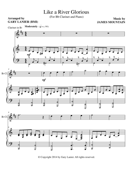 LIKE A RIVER GLORIOUS (Bb Clarinet Piano and Clarinet Part) (arr. Gary Lanier)