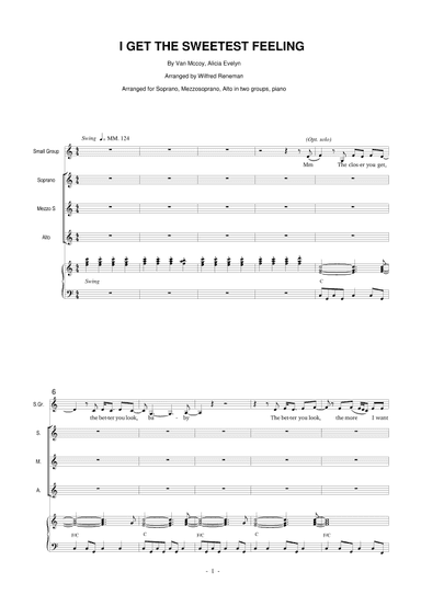 I Get The Sweetest Feeling (arr. Wilfred Reneman)