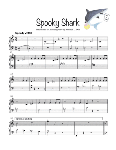 Spooky Shark (Baby Shark Halloween Variation for Easy Piano) (arr. Amanda Dills)