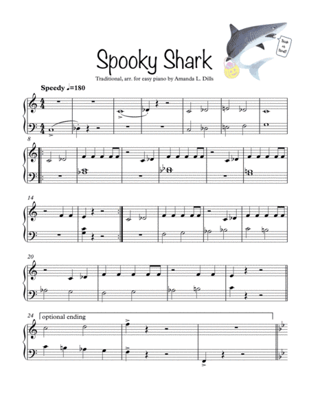 Spooky Shark (Baby Shark Halloween Variation for Easy Piano) (arr. Amanda Dills)
