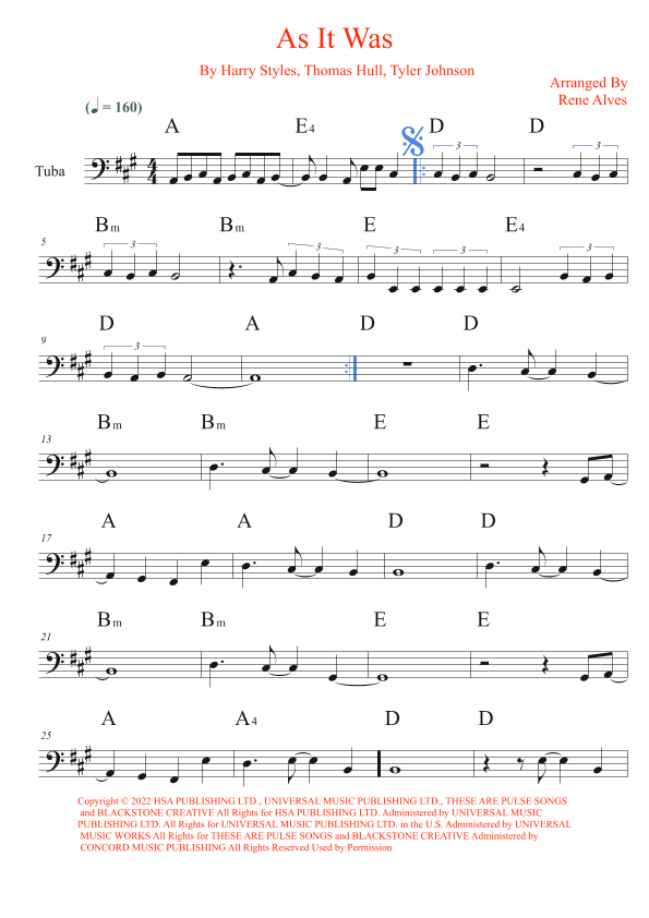 As It Was (arr. Rene Alves)