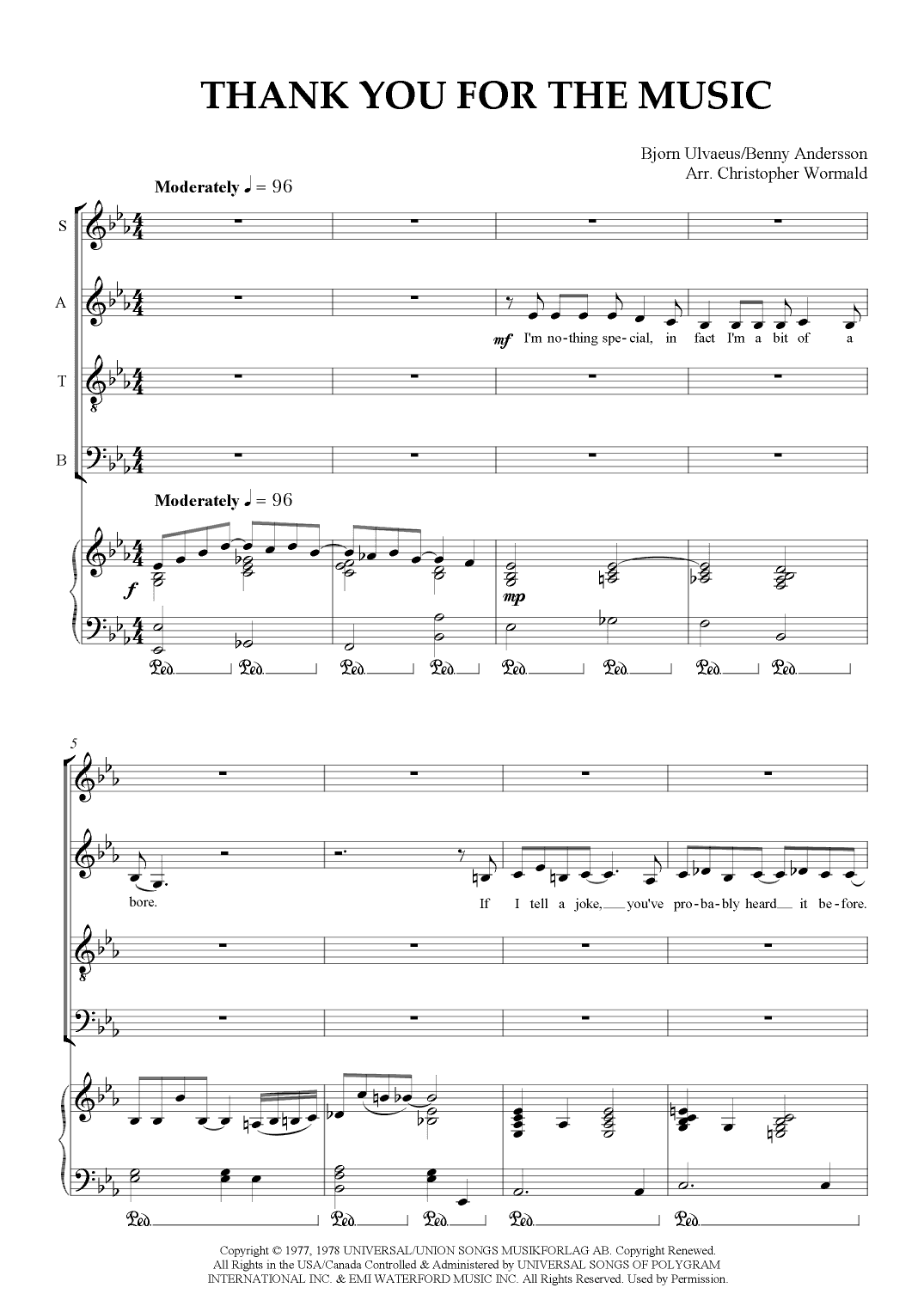 Thank You For The Music (arr. Christopher Wormald)