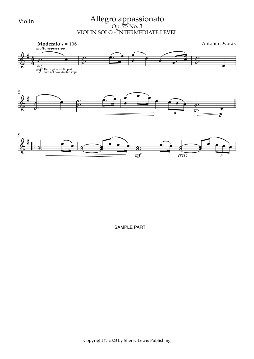 Allegro appassionato Op.l 75 No. 3, Antonin Dvorák (arr. Sherry Lewis)