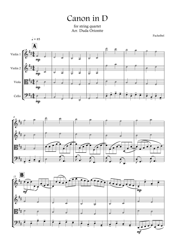 Canon in D (strings quartet - wedding) (arr. Duda Oriontte)