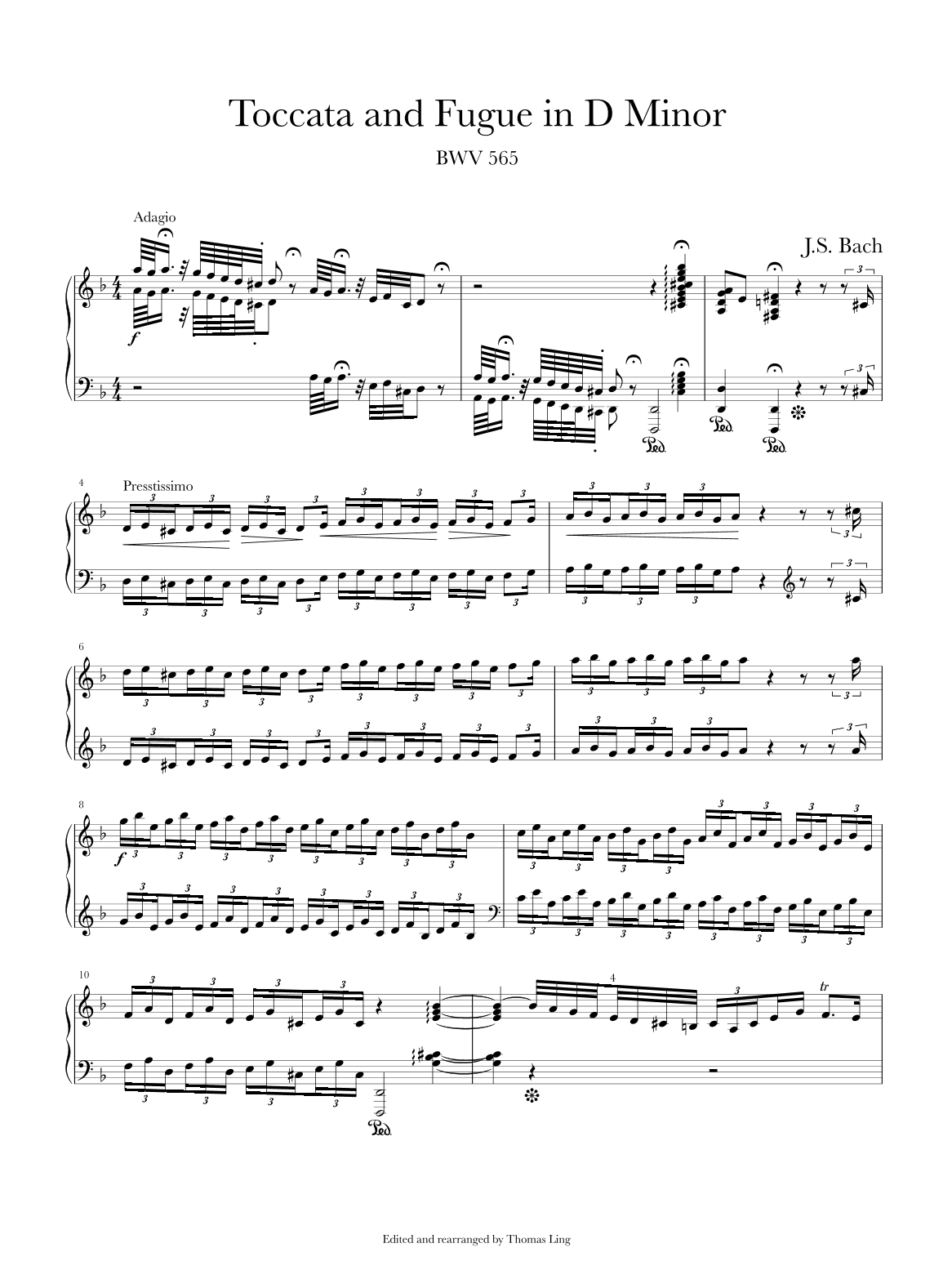 Toccata and Fugue in D minor (arr. Thomas Ling of Sibu)