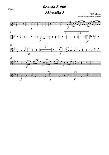 Minuetto 1 - Sonata K282 (arr. Gianmarco Piemari)