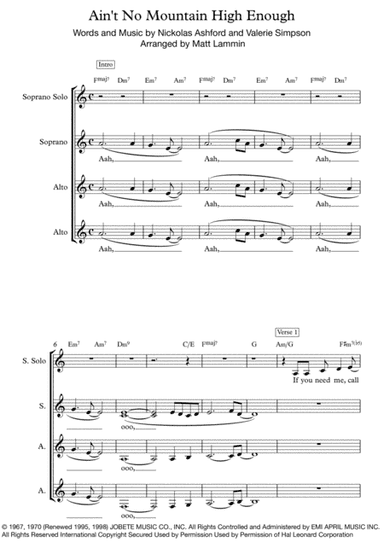 Ain't No Mountain High Enough (arr. Matt Lammin)
