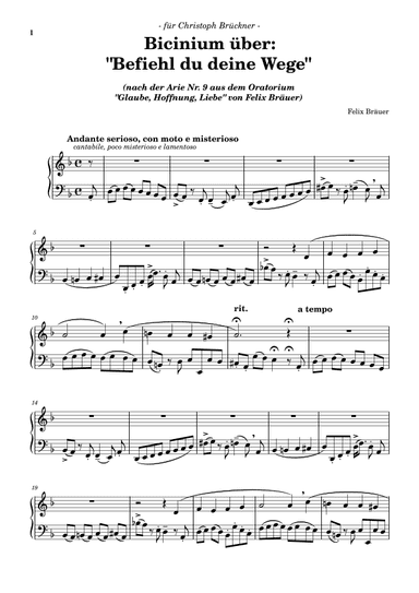 Bicinium über "Befiehl du deine Wege"