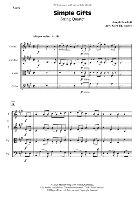 Simple Gifts (arr. Gert Th. Walter)