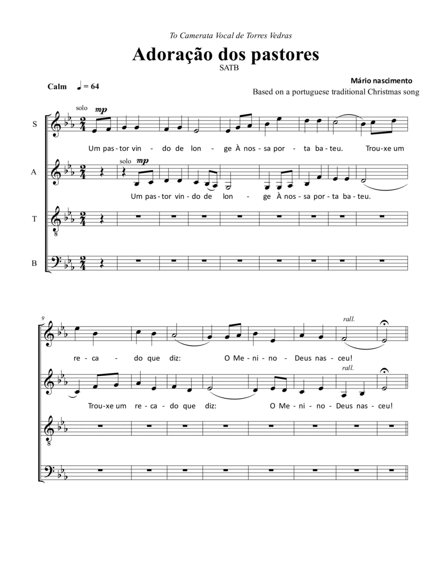 Adoração dos pastores (SATB a capella)