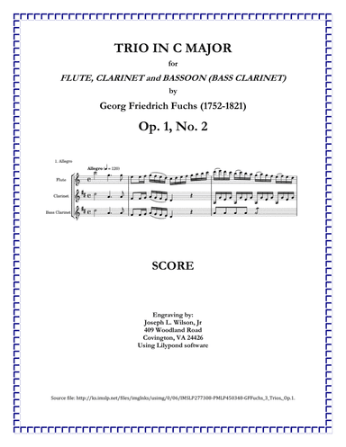 Fuchs Trio in C Major for Flute, Clarinet and Bass Clarinet, Op. 1, No. 2 (arr. Joseph L. Wilson, Jr.)