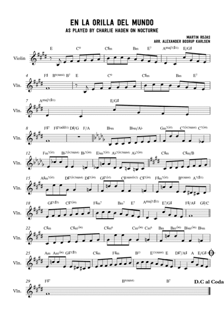En La Orilla Del Mundo (arr. Alexander Bosrup Karlsen)