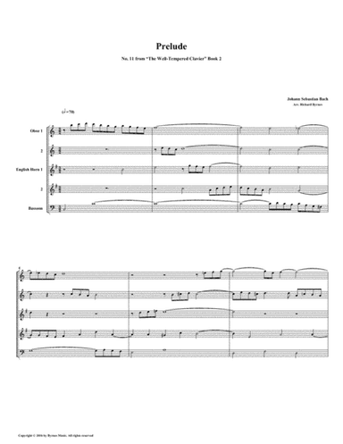 Prelude 11 from Well-Tempered Clavier, Book 2 (Double Reed Quintet) (arr. Richard Byrnes)