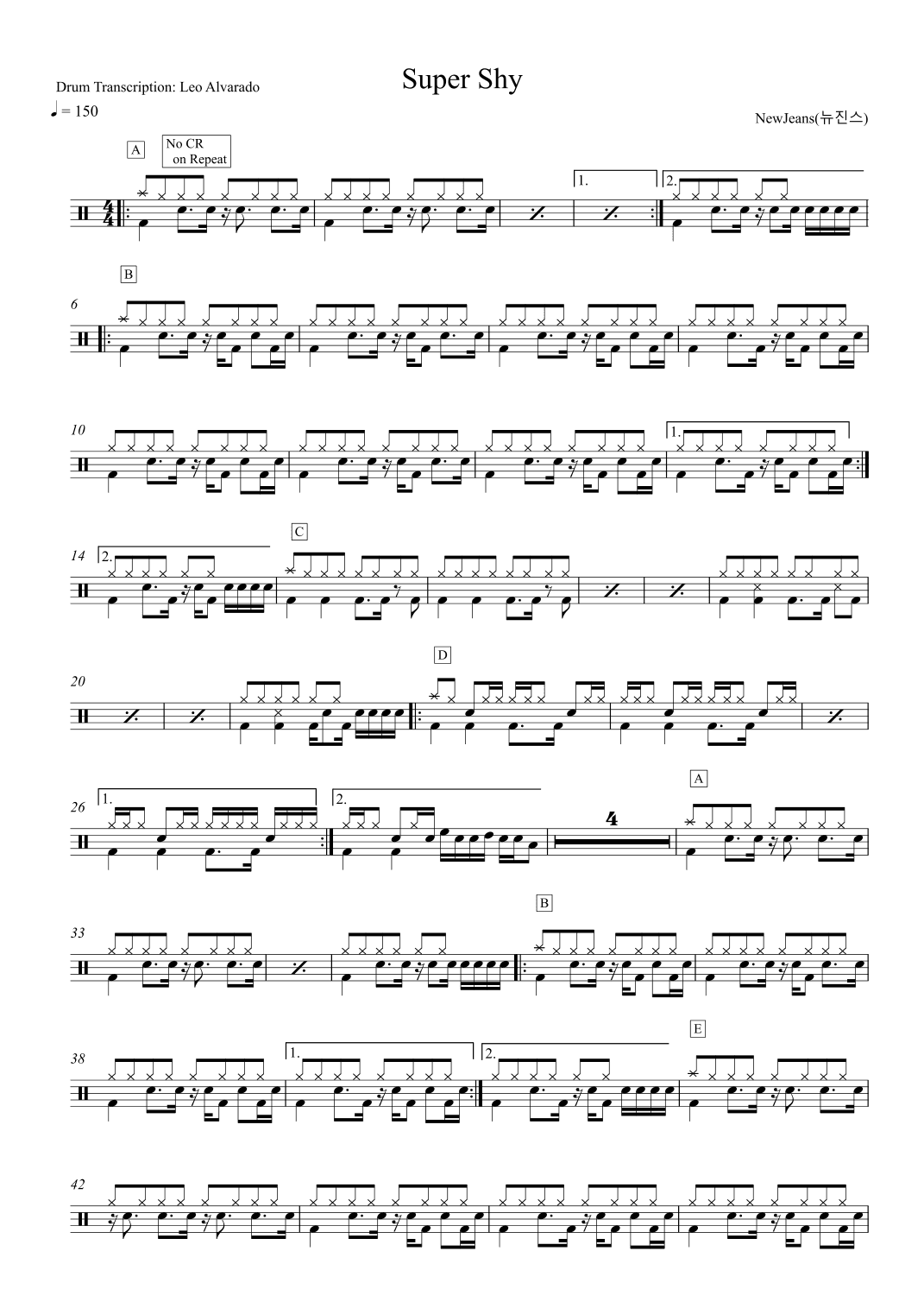 Super Shy (arr. Drum Transcription: Leo Alvarado)