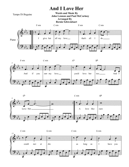 And I Love Her (arr. Bernie Schweickart)