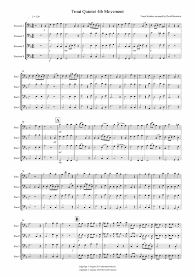The Trout (4th movement) for Bassoon Quartet (arr. David Burndrett)