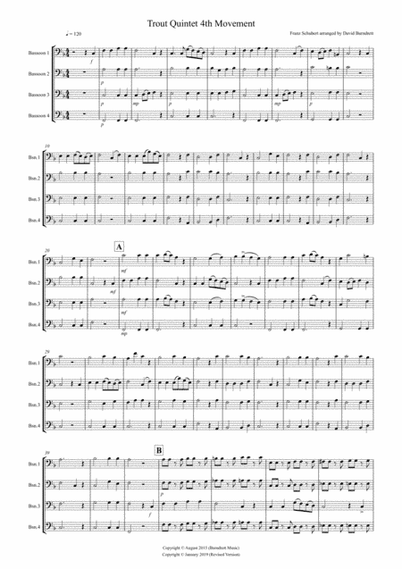 The Trout (4th movement) for Bassoon Quartet (arr. David Burndrett)