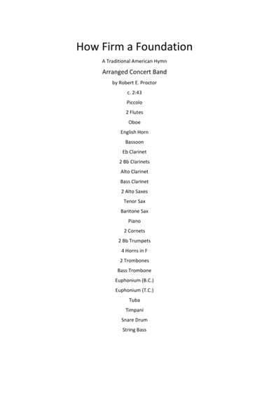 How Firm a Foundation for Concert Band (arr. Robert E. Proctor)